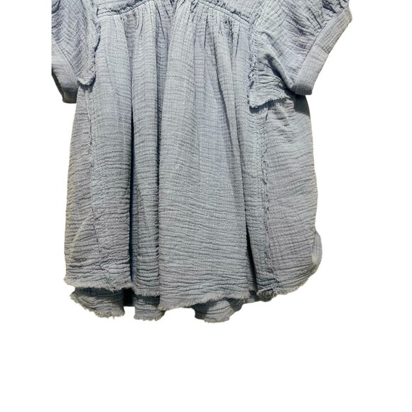 Free People Double Cloth Top Womens Small Blue Gauze Tunic Flowy Bohemian Beach - Picture 7 of 15
